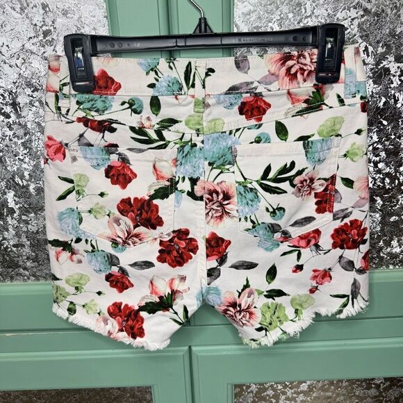 Workshop Republic floral print raw edge cut off shorts size 4 - Picture 2 of 7